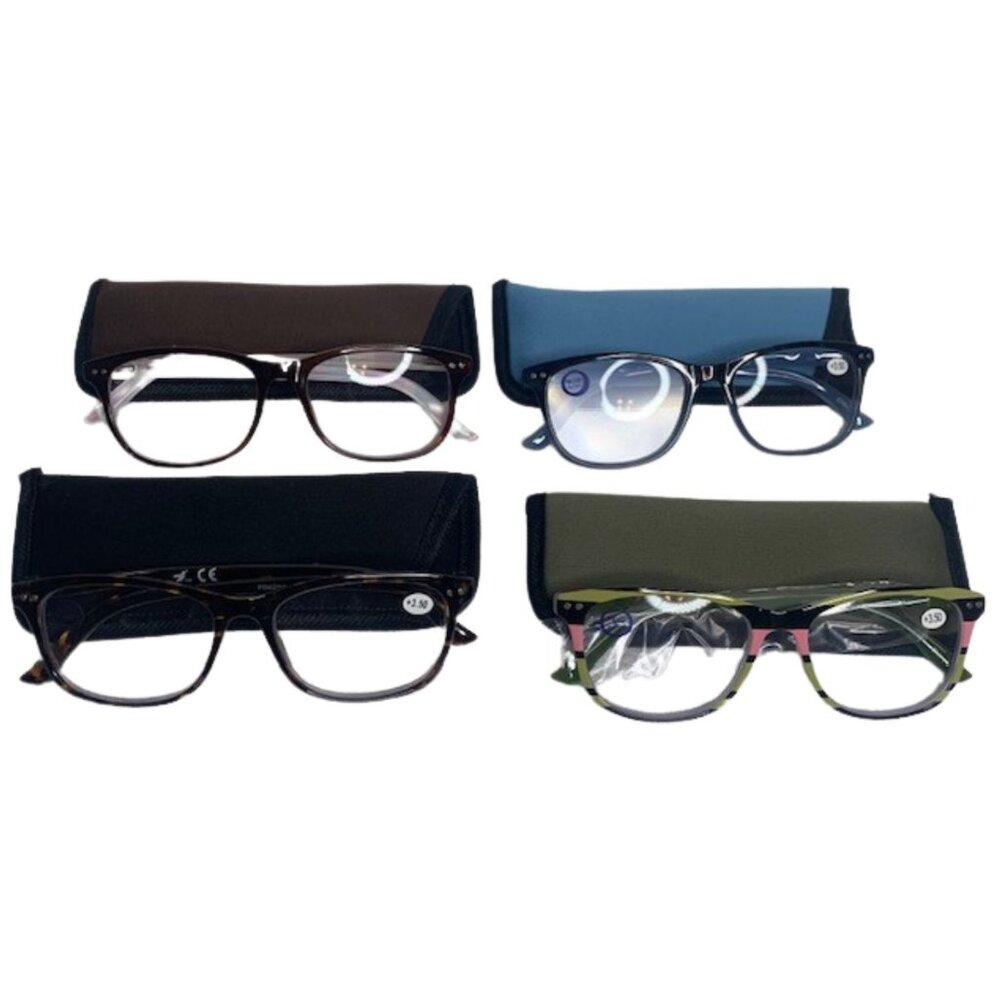 4-Pack Blue Light Blocking +3.5 Magnification Reading Glasses Assorted NWOT